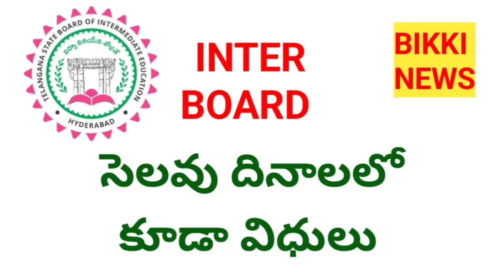 Working in public holidays in Telangana intermediate education