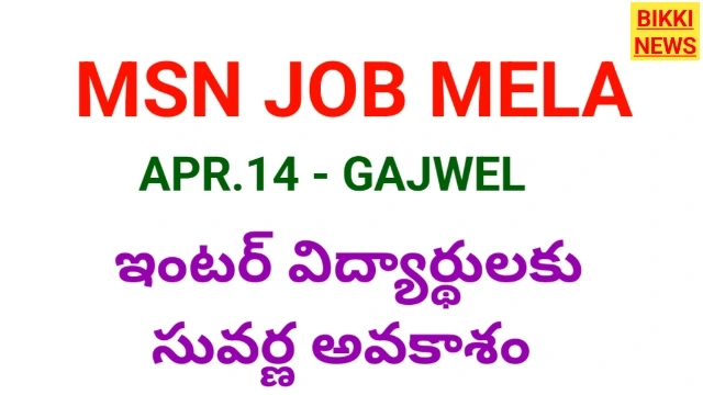 Msn job mela- ఇంటర్ విద్యార్థులకు ఉద్యోగంతో పాటు ఉచిత డిగ్రీ - bikki news