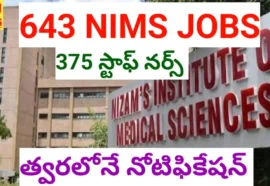 Nims jobs 2026 - 643 ఖాళీల భర్తీకి త్వరలో నోటిఫికేషన్ - bikki news