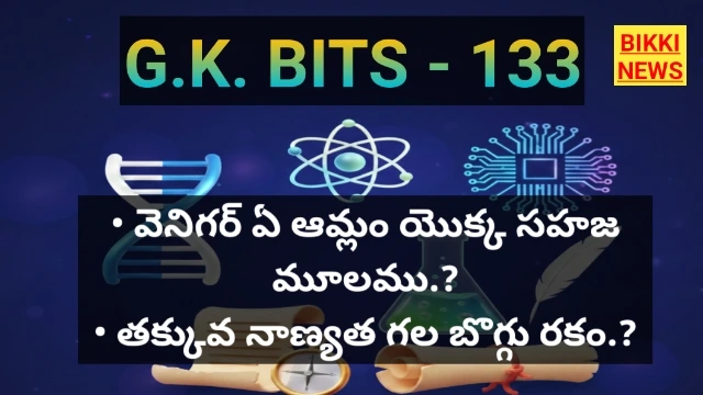 Daily gk bits part 133 - జీకే బిట్స్ - bikki news