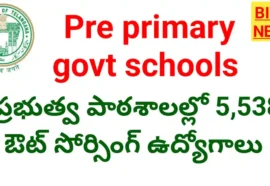 Telangana pre primary govt schools 2026 - 5,538 ఔట్ సోర్సింగ్ ఉద్యోగాలు - bikki news