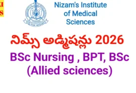 Nims 2026 admissions of bsc nursing, bpt