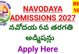 Navodaya admissions 2027 notification.