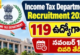 Income Tax Department Recruitment 2026 - ఆదాయపు పన్ను శాఖలో 119 ఉద్యోగాలు Income tax department recruitment 2026