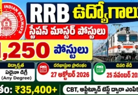 Rrb Station Master Recruitment 2026 - 1,250 పోస్టులు Rrb station master recruitment 2026